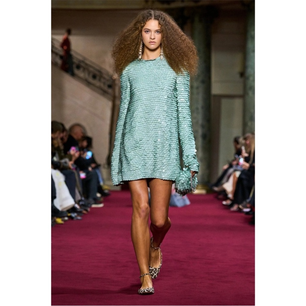 Zimmermann Eden Pastel Sequin Embellished Silk Long Sleeve Mini Dress size US 10